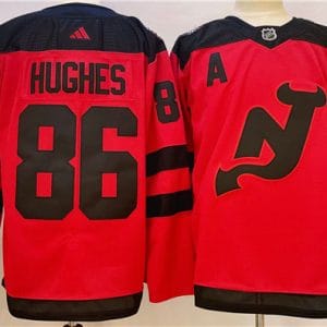New Jersey Devils #86 Jack Hughes Red Stadium Series Stitched Jersey