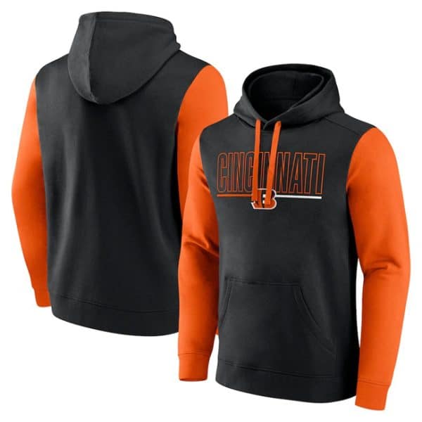 Cincinnati Bengals Black Orange Outline Pullover Hoodie
