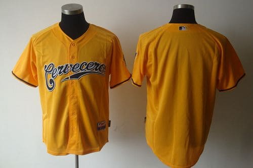 Brewers Blank Yellow Cerveceros Cool Base Stitched Jersey