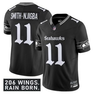 Seattle Seahawks #11 Jaxon Smith-Njigba Black 2025 F.U.S.E. 'Gothic Rain City Shadows Edition' Vapor Limited Football Stitched Jersey