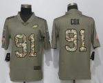 Philadelphia Eagles #91 Fletcher Cox Olive Camo Salute To Service Limited Stitched Jersey