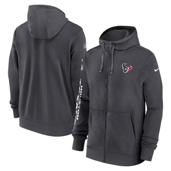 Houston Texans Heather Charcoal 2024 Team Full-Zip Hoodie