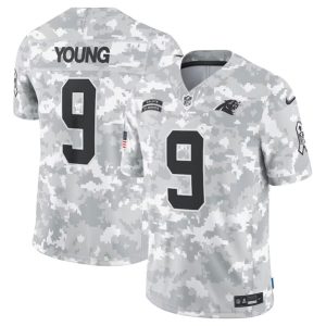 Carolina Panthers #9 Bryce Young Arctic Camo 2024 F.U.S.E. Salute To Service Limited Stitched Jersey