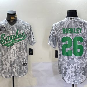 Philadelphia Eagles #26 Saquon Barkley 2024 Arctic Camo Salute To Service Stitched Jersey