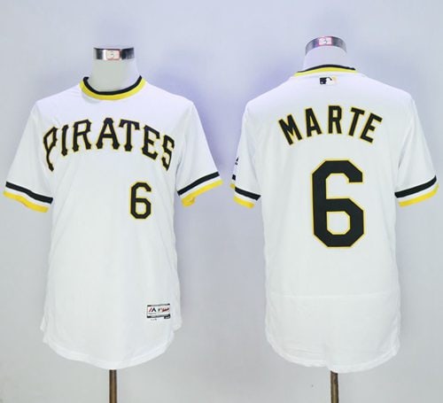 Pirates #6 Starling Marte White Flexbase Authentic Collection Cooperstown Stitched Jersey
