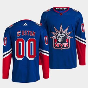 New York Rangers Custom Blue 2022 Reverse Retro Stitched Jersey