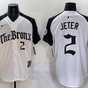 New York Yankees #2 Derek Jeter White Black 'Gothic Legacy Edition' Vapor Premier Limited Stitched Jersey