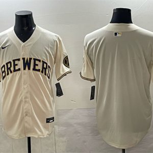 Milwaukee Brewers Blank Cream Home Limited Stitched Jersey