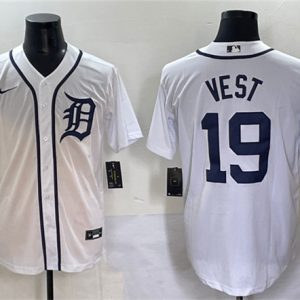 Detroit Tigers #19 Will Vest White Cool Base Stitched Jersey