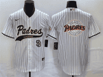 San Diego Padres White Team Big Logo In Back Cool Base With Patch Stitched Jersey