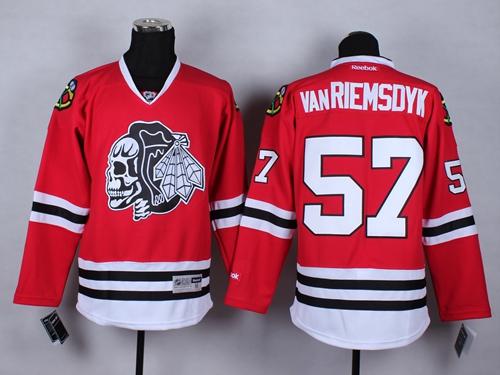 Blackhawks #57 Trevor Van Riemsdyk Red(White Skull) Stitched Jersey