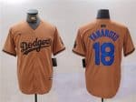 Los Angeles Dodgers #18 Yoshinobu Yamamoto Brown Cool Base Stitched Jersey