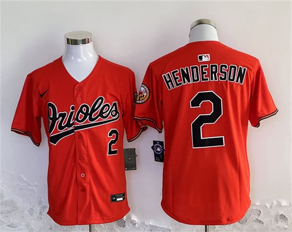 Baltimore Orioles #2 Gunnar Henderson Orange 2024 With Patch Cool Base Stitched Jersey