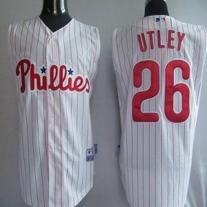 Phillies #26 Chase Utley White(Red Strip) Vest Style Stitched Jersey