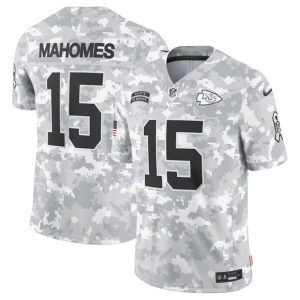 Kansas City Chiefs #15 Patrick Mahomes Arctic Camo 2024 F.U.S.E. Salute To Service Limited Stitched Jersey