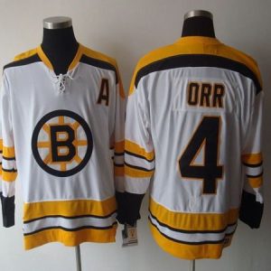 Bruins #4 Bobby Orr CCM Throwback White Stitched Jersey