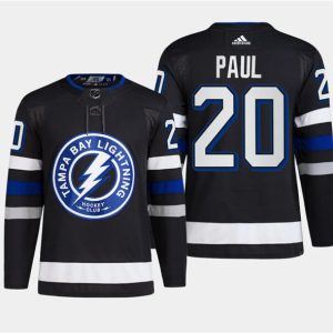 Tampa Bay Lightning #20 Nicholas Paul Black Alternate Premier Breakaway Stitched Jersey