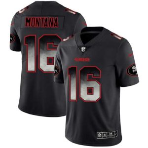 San Francisco 49ers #16 Joe Montana Black 2019 Smoke Fashion Limited Stitched Jersey