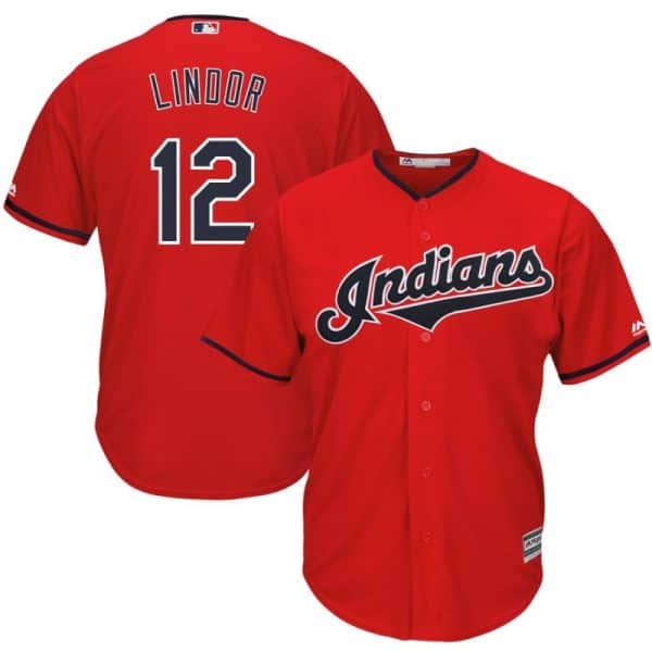 Cleveland Indians #12 Francisco Lindor "Mr. Smile" Red Cool Base Stitched Jersey