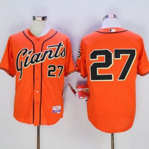 Giants #27 Juan Marichal Orange Cool Base Stitched Jersey