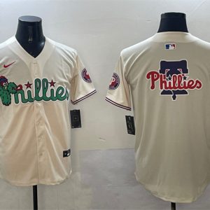 Philadelphia Phillies Team Big Logo Cream Phanatic Limited Stitched Jersey