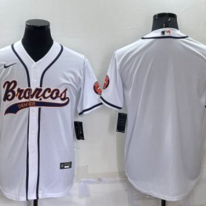 Denver Broncos Blank White Cool Base Stitched Baseball Jersey