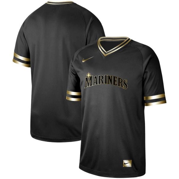 Seattle Mariners Blank Black Gold Stitched Jersey