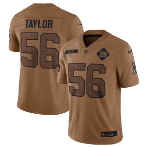 New York Giants #56 Lawrence Taylor 2023 Brown Salute To Service Limited Stitched Jersey