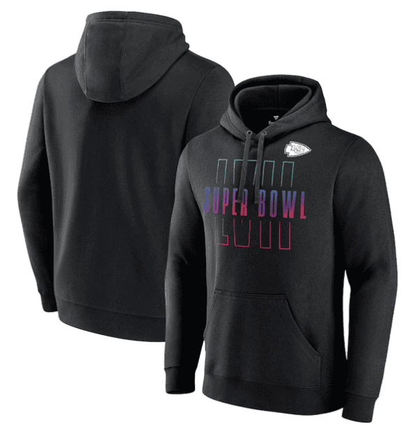 Kansas City Chiefs Black Super Bowl LVII Open Sky Pullover Hoodie