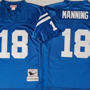 Indianapolis Colts #18 Peyton Manning Blue Throwback Stitched Jersey