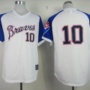 Braves #10 Chipper Jones White 1974 Throwback Stitched Jersey