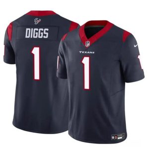 Houston Texans #1 Stefon Diggs Navy 2024 F.U.S.E Vapor Untouchable Limited Stitched Jersey