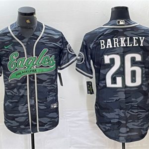 Philadelphia Eagles #26 Saquon Barkley Gray Camo Cool Base Stitched Jersey