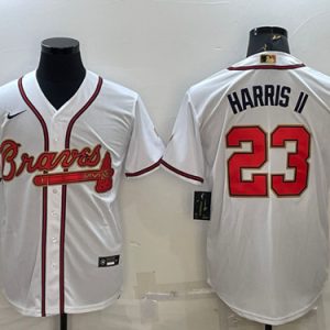 Atlanta Braves #23 Michael Harris II White Gold World Series Champions Program Cool Base Stitched Baseball Jersey