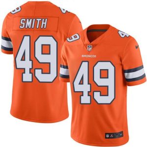 Broncos #49 Dennis Smith Orange Stitched Limited Rush Nike Jersey