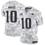 New England Patriots #10 Drake Maye 2024 F.U.S.E. Arctic Camo Salute To Service Limited Stitched Jersey