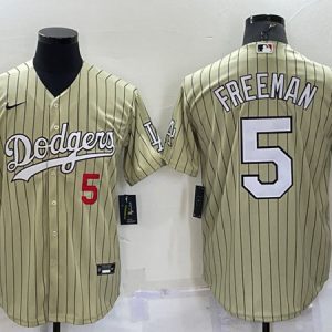 Los Angeles Dodgers #5 Freddie Freeman Cream Cool Base Stitched Jersey