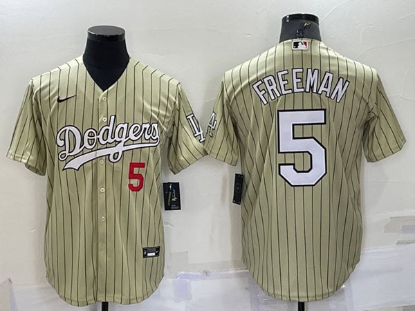 Los Angeles Dodgers #5 Freddie Freeman Cream Cool Base Stitched Jersey