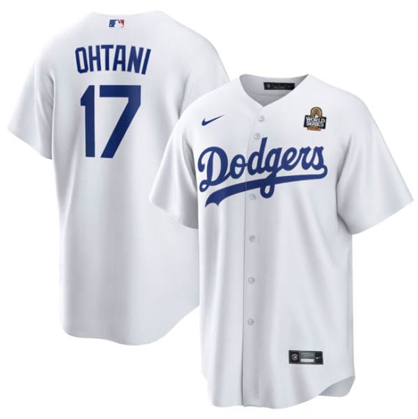 Los Angeles Dodgers #17 Shohei Ohtani White 2024 World Series Cool Base Stitched Jersey