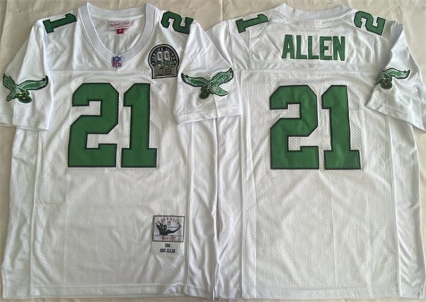 Philadelphia Eagles #21 Eric Allen White Throwback Stitched Jersey