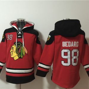 Chicago Blackhawks #98 Connor Bedard Red Lace-Up Pullover Hoodie