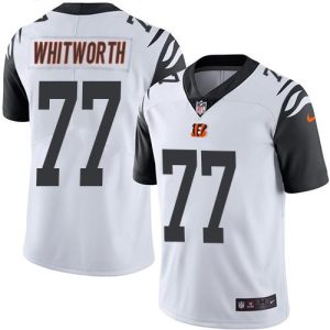 Bengals #77 Andrew Whitworth White Stitched Limited Rush Nike Jersey