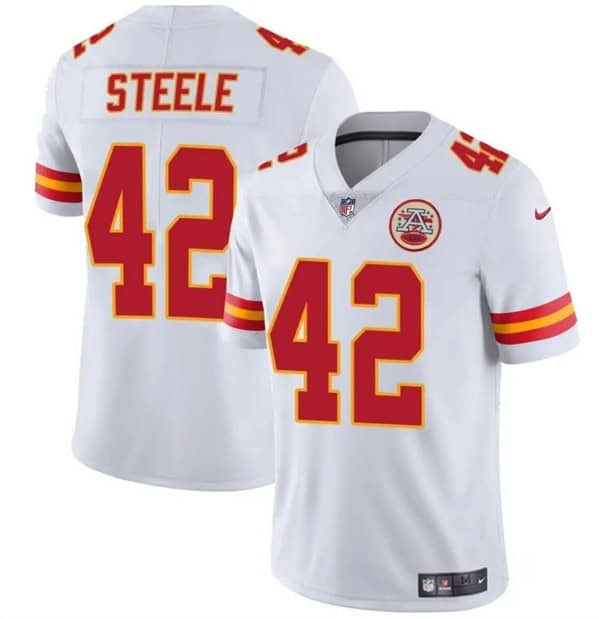 Kansas City Chiefs #42 Carson Steele White Vapor Untouchable Limited Stitched Jersey