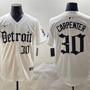 Detroit Tigers #30 Kerry Carpenter White 'Motor Gothic Edition' Vapor Premier Limited Stitched Jersey