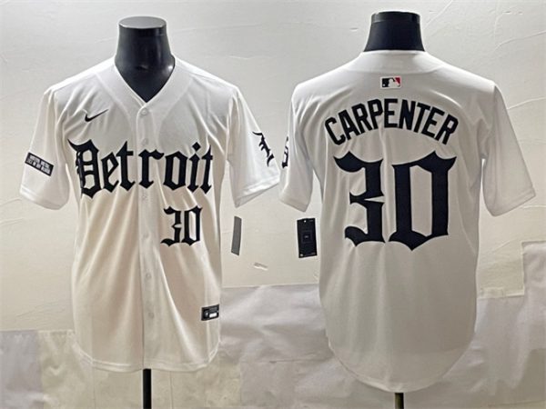 Detroit Tigers #30 Kerry Carpenter White 'Motor Gothic Edition' Vapor Premier Limited Stitched Jersey