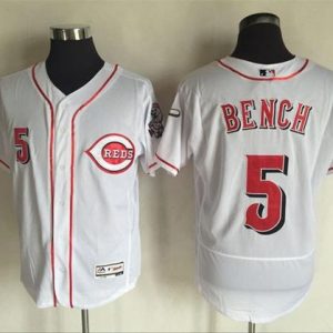 Reds #5 Johnny Bench White Flexbase Authentic Collection Stitched Jersey