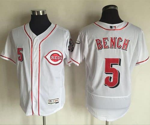 Reds #5 Johnny Bench White Flexbase Authentic Collection Stitched Jersey