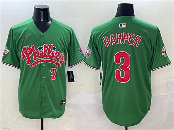 Philadelphia Phillies #3 Bryce Harper Green Phanatic Limited Stitched Jersey