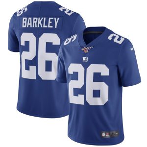 New York Giants 100th #26 Saquon Barkley Royal Draft Vapor Untouchable Limited Stitched Jersey