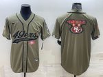 San Francisco 49ers Olive Salute To Service Team Big Logo Cool Base Stitched Baseball Jersey